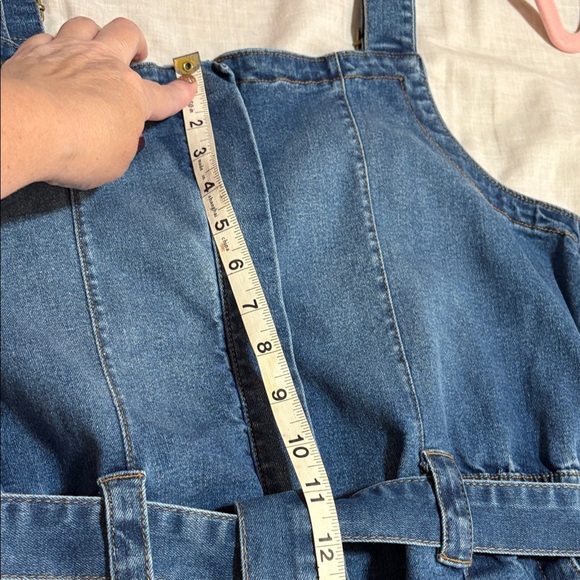 Celebrity Pink Blue Denim Jeans Overalls L - Picture 11 of 15